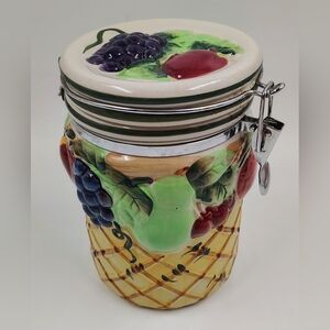 Vintage Fruit Ceramic Lock Canister Retro Kitchen